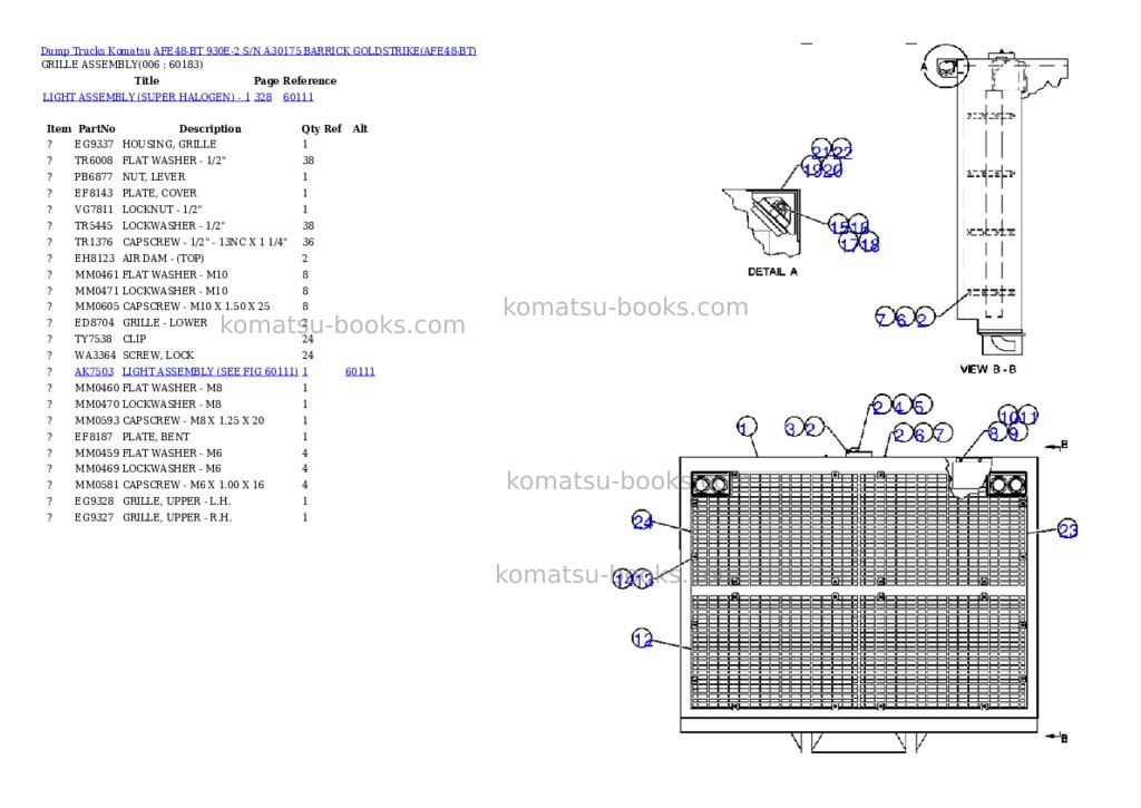 Komatsu afe48-bt 930e-2 s/n a30175 barrick goldstrike Parts catalog cover Page 3 Komatsu afe48-bt 930e-2 s/n a30175 barrick goldstrike Parts catalog cover Page 3