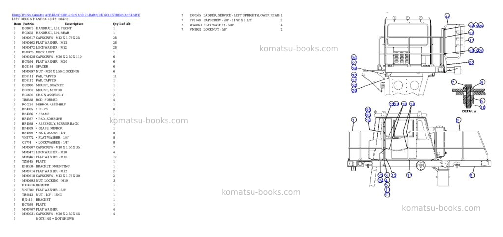 Komatsu afe48-bt 930e-2 s/n a30175 barrick goldstrike Parts catalog cover Page 6 Komatsu afe48-bt 930e-2 s/n a30175 barrick goldstrike Parts catalog cover Page 6