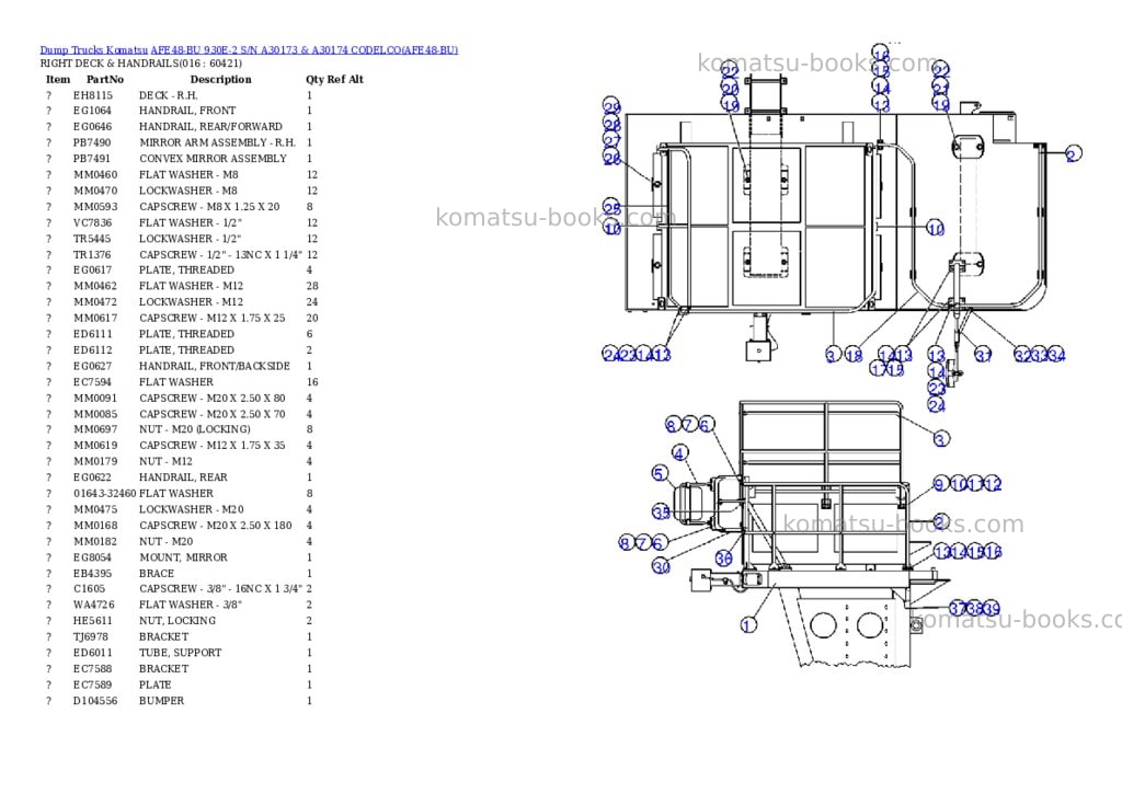 Komatsu afe48-bu 930e-2 s/n a30173 & a30174 codelco Parts catalog cover Page 7