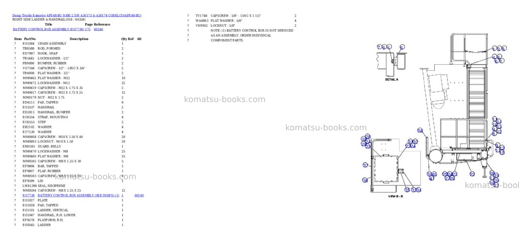 Komatsu afe48-bu 930e-2 s/n a30173 & a30174 codelco Parts catalog cover Page 8