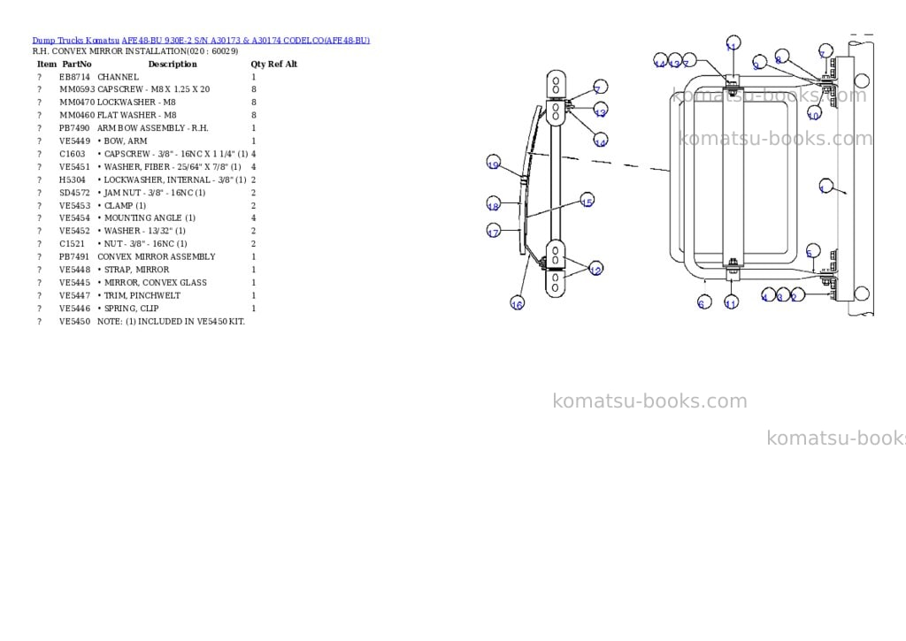 Komatsu afe48-bu 930e-2 s/n a30173 & a30174 codelco Parts catalog cover Page 9
