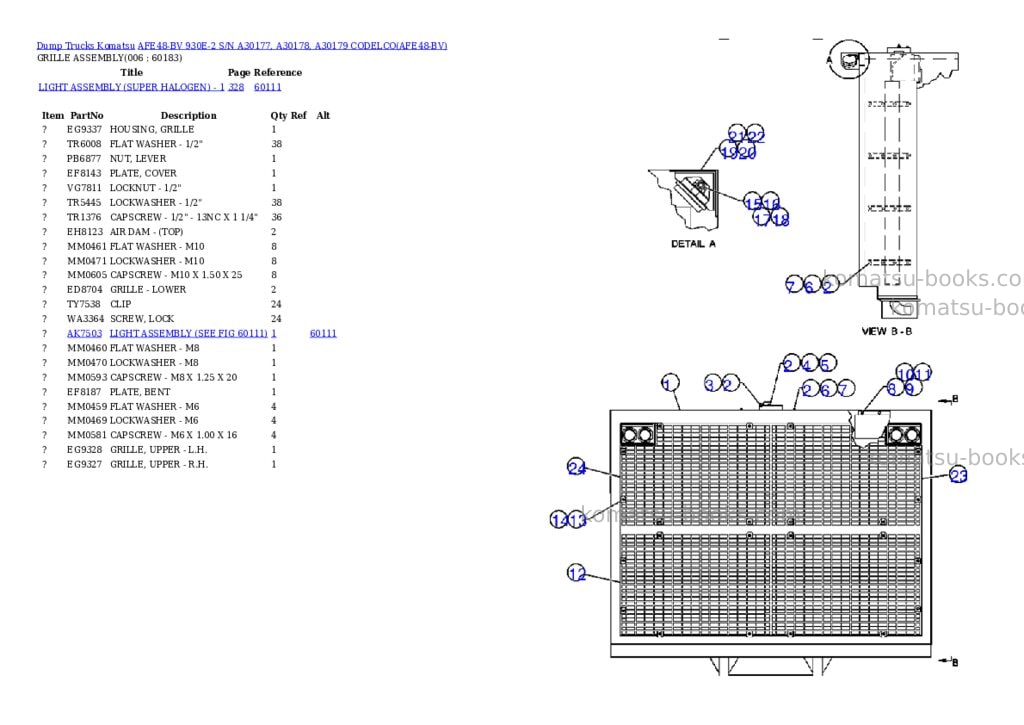 Komatsu afe48-bv 930e-2 s/n a30177, a30178, a30179 codelco Parts catalog cover Page 3 Komatsu afe48-bv 930e-2 s/n a30177, a30178, a30179 codelco Parts catalog cover Page 3