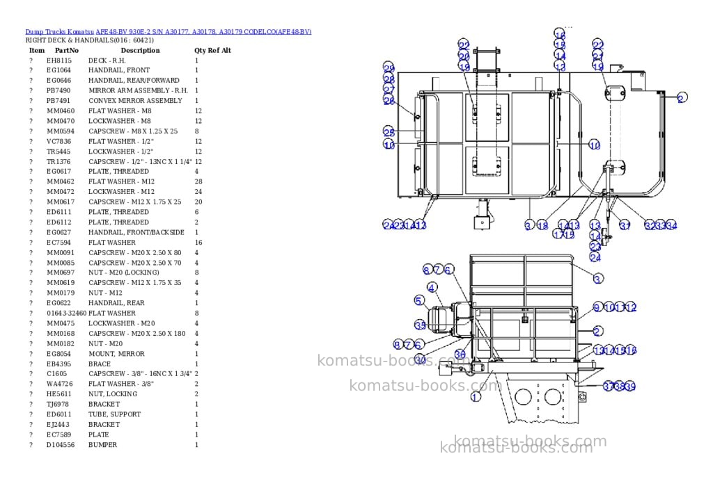 Komatsu afe48-bv 930e-2 s/n a30177, a30178, a30179 codelco Parts catalog cover Page 7 Komatsu afe48-bv 930e-2 s/n a30177, a30178, a30179 codelco Parts catalog cover Page 7
