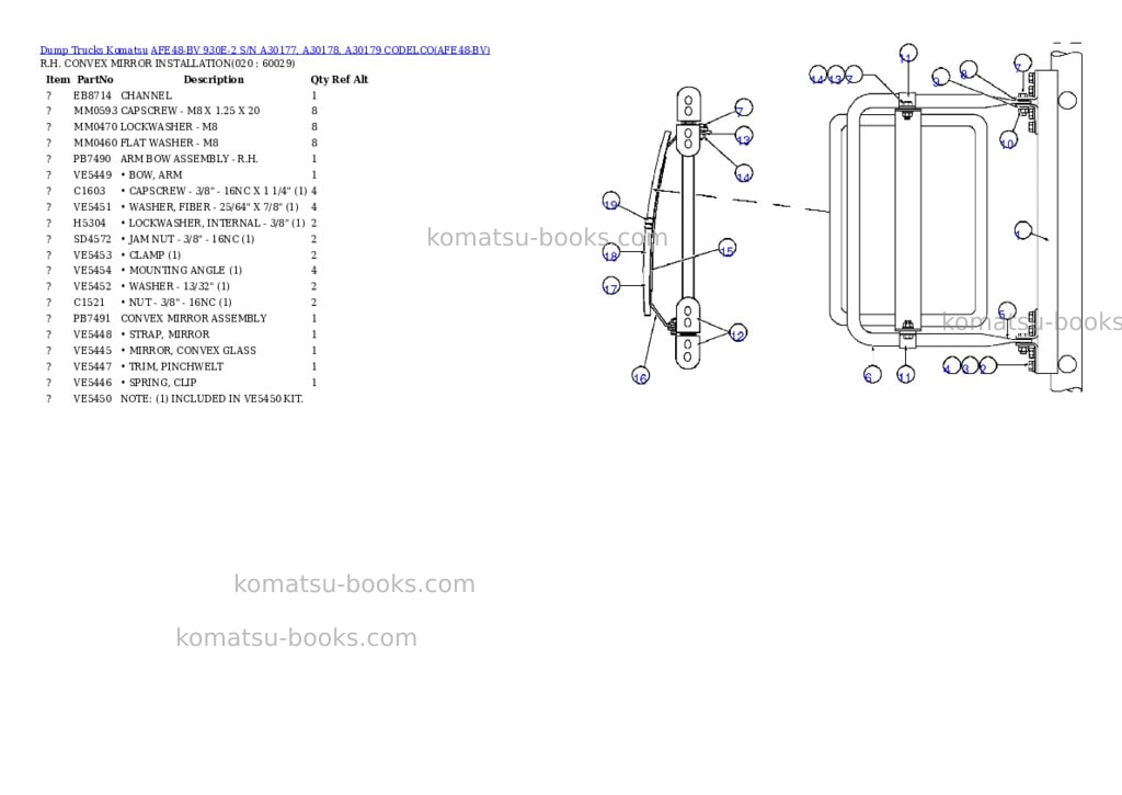 Komatsu afe48-bv 930e-2 s/n a30177, a30178, a30179 codelco Parts catalog cover Page 9 Komatsu afe48-bv 930e-2 s/n a30177, a30178, a30179 codelco Parts catalog cover Page 9