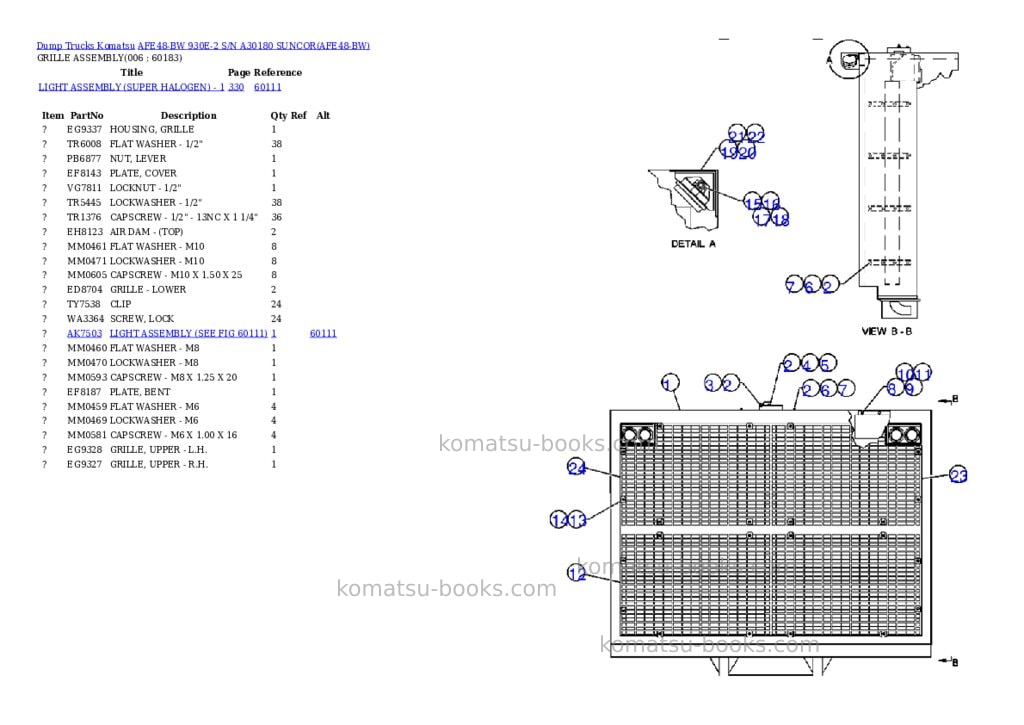 Komatsu afe48-bw 930e-2 s/n a30180 suncor Parts catalog cover Page 3 Komatsu afe48-bw 930e-2 s/n a30180 suncor Parts catalog cover Page 3