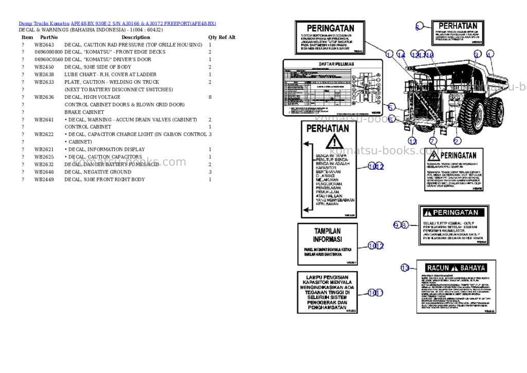 Komatsu afe48-bx 930e-2 s/n a30166 & a30172 freeport Parts catalog cover Page 2 Komatsu afe48-bx 930e-2 s/n a30166 & a30172 freeport Parts catalog cover Page 2