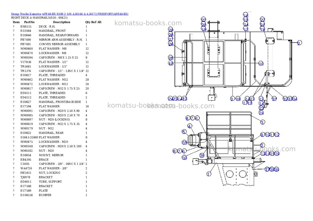 Komatsu afe48-bx 930e-2 s/n a30166 & a30172 freeport Parts catalog cover Page 7 Komatsu afe48-bx 930e-2 s/n a30166 & a30172 freeport Parts catalog cover Page 7