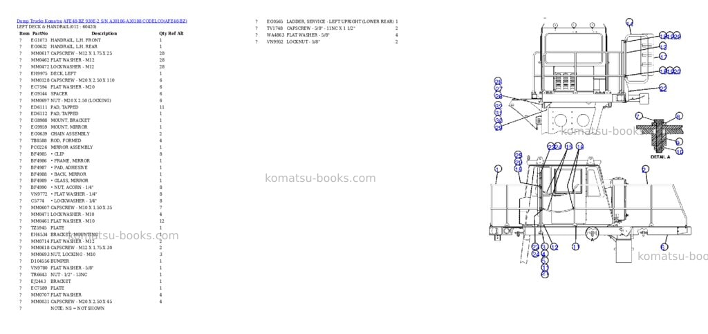 Komatsu afe48-bz 930e-2 s/n a30186-a30188 codelco Parts catalog cover Page 6 Komatsu afe48-bz 930e-2 s/n a30186-a30188 codelco Parts catalog cover Page 6