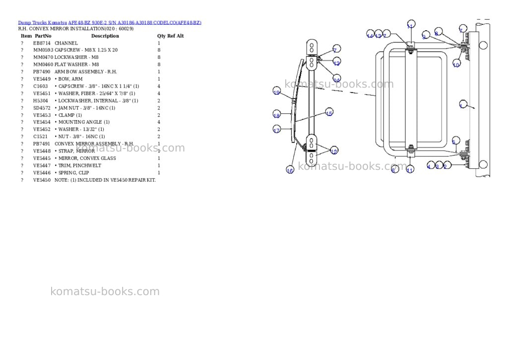 Komatsu afe48-bz 930e-2 s/n a30186-a30188 codelco Parts catalog cover Page 9 Komatsu afe48-bz 930e-2 s/n a30186-a30188 codelco Parts catalog cover Page 9