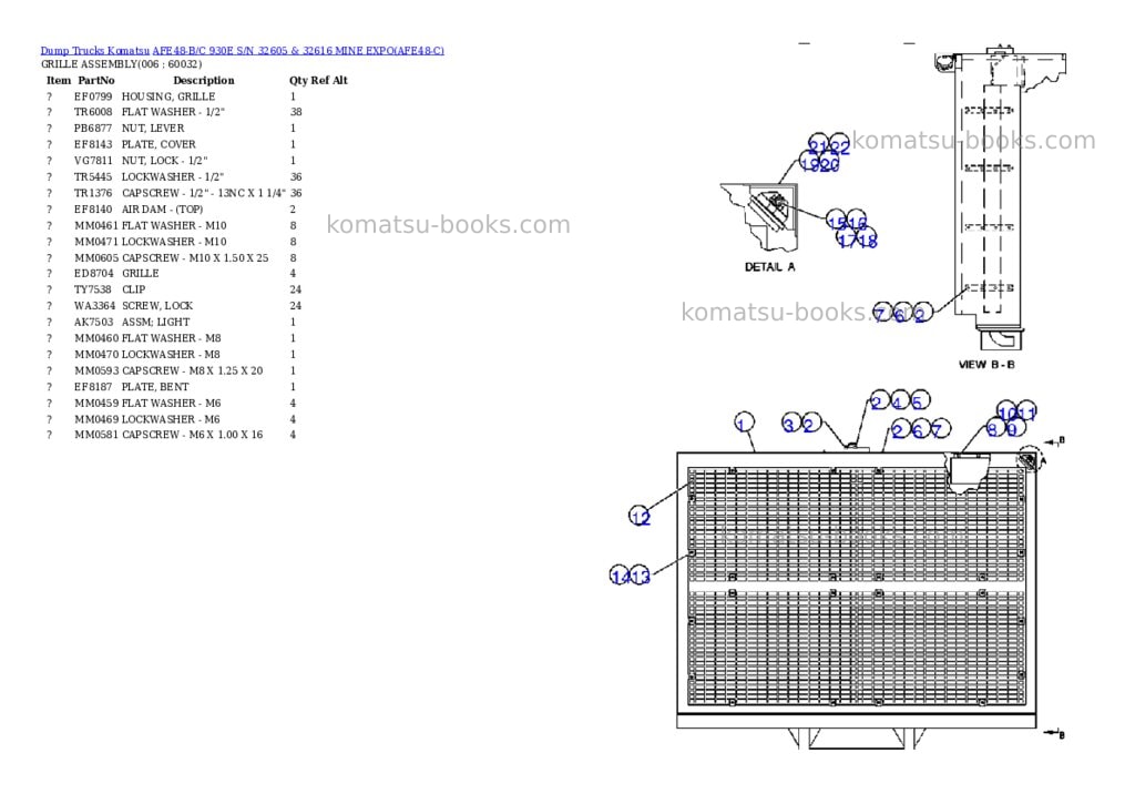Komatsu afe48-b/c 930e s/n 32605 & 32616 mine expo Parts catalog cover Page 3