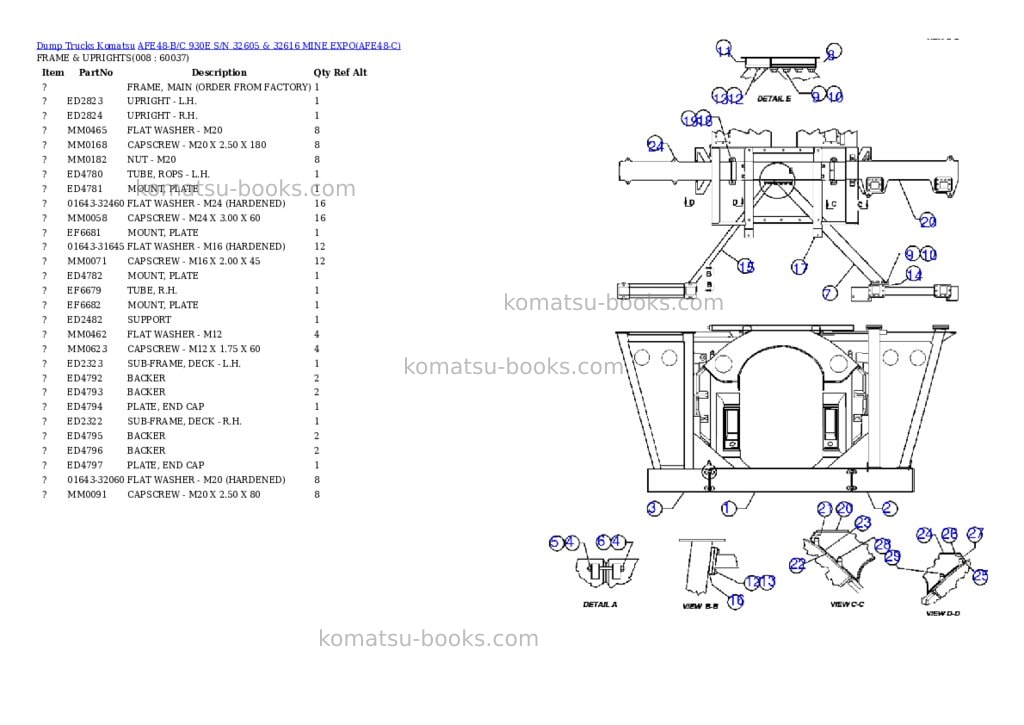 Komatsu afe48-b/c 930e s/n 32605 & 32616 mine expo Parts catalog cover Page 4