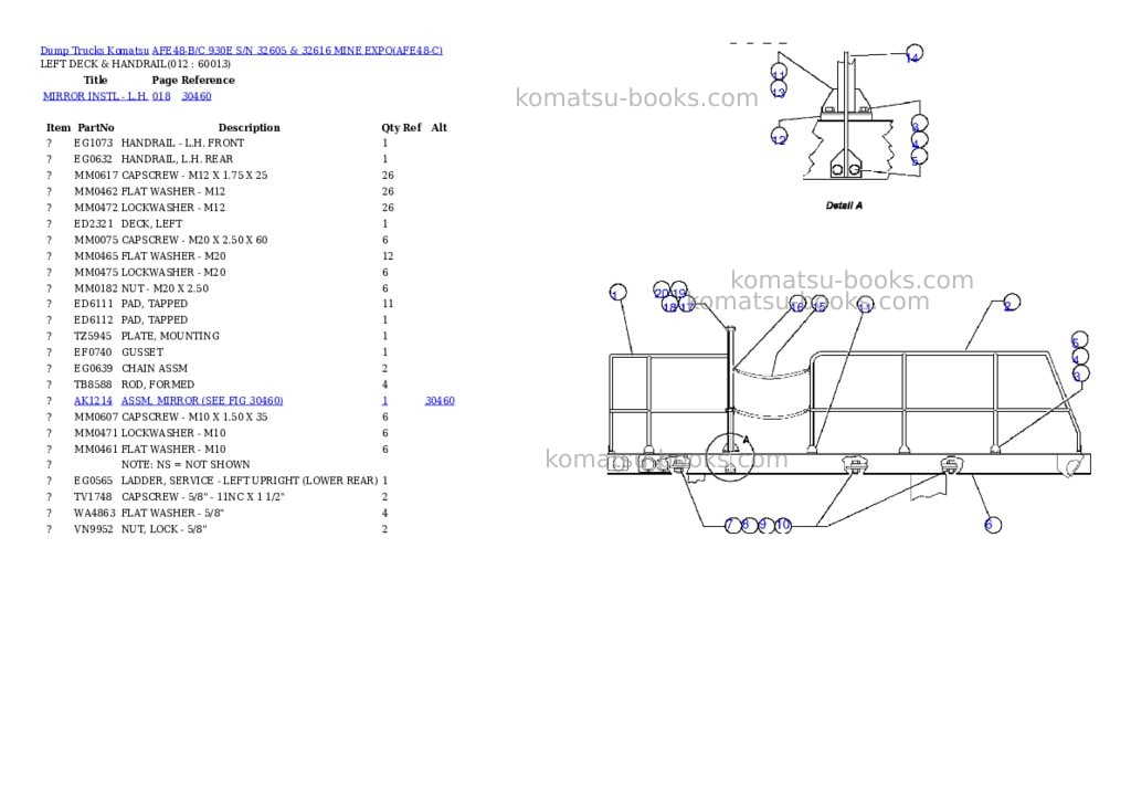 Komatsu afe48-b/c 930e s/n 32605 & 32616 mine expo Parts catalog cover Page 6
