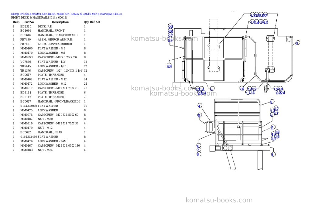 Komatsu afe48-b/c 930e s/n 32605 & 32616 mine expo Parts catalog cover Page 7