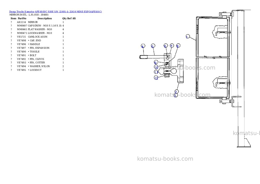 Komatsu afe48-b/c 930e s/n 32605 & 32616 mine expo Parts catalog cover Page 9