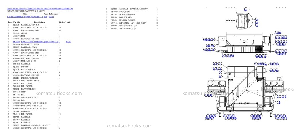 Komatsu afe48-ca 930e-2se s/n a30183 codelco Parts catalog cover Page 5