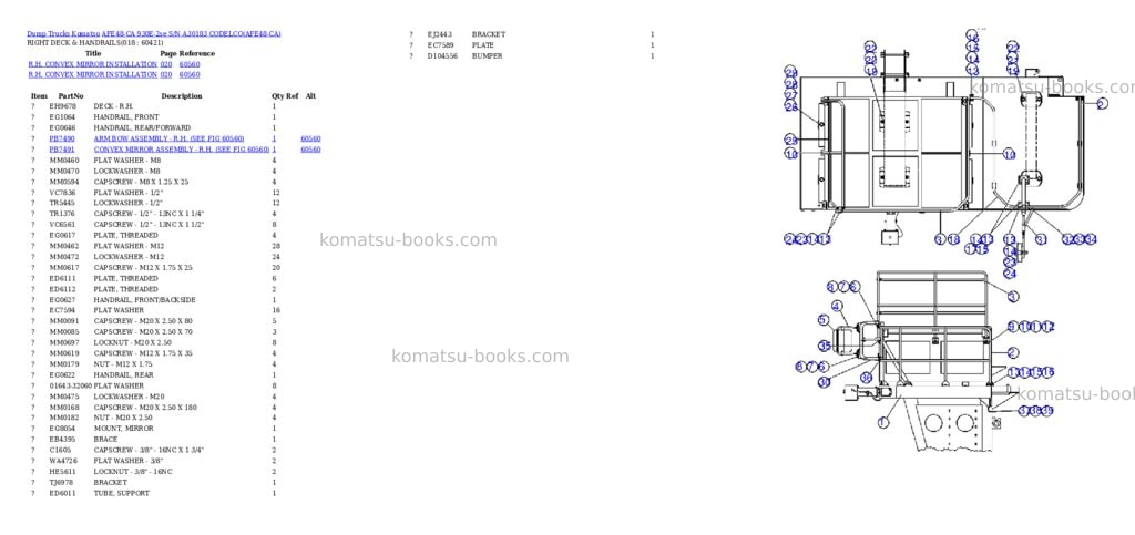 Komatsu afe48-ca 930e-2se s/n a30183 codelco Parts catalog cover Page 7