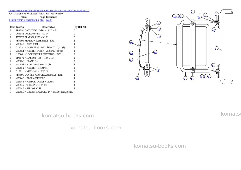 Komatsu afe48-ca 930e-2se s/n a30183 codelco Parts catalog cover Page 8