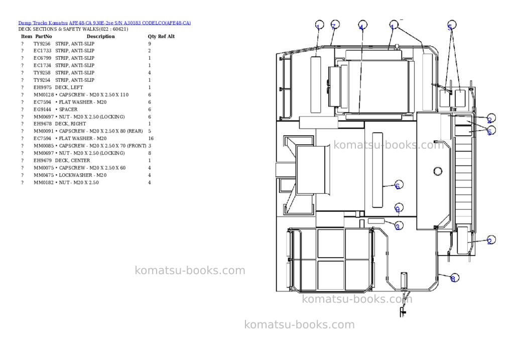Komatsu afe48-ca 930e-2se s/n a30183 codelco Parts catalog cover Page 9
