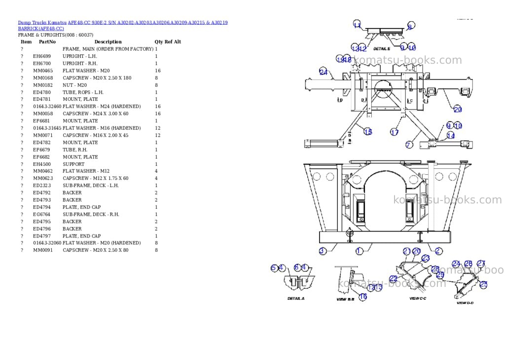 Komatsu afe48-cc 930e-2 s/n a30202-a30203,a30206,a30209-a30215 & a30219 barrick Parts catalog cover Page 4