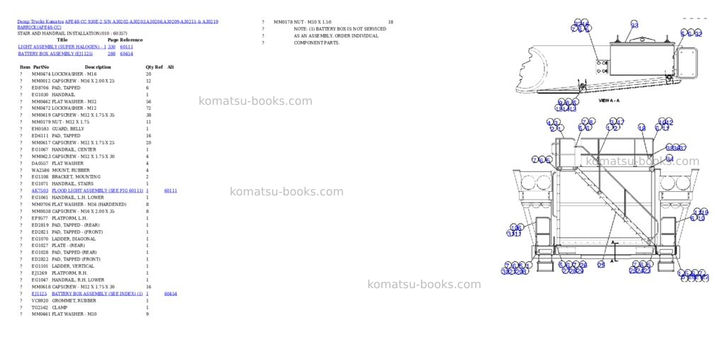 Komatsu afe48-cc 930e-2 s/n a30202-a30203,a30206,a30209-a30215 & a30219 barrick Parts catalog cover Page 5
