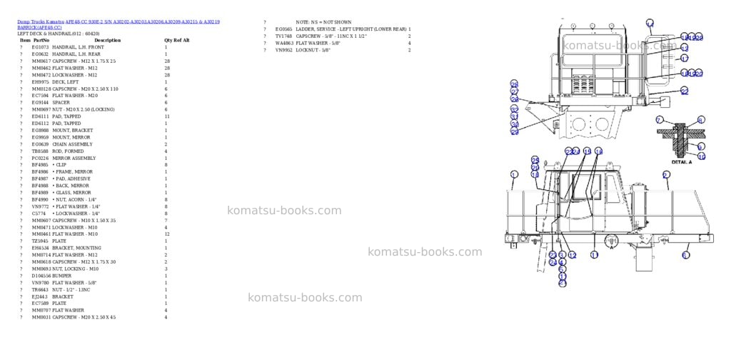 Komatsu afe48-cc 930e-2 s/n a30202-a30203,a30206,a30209-a30215 & a30219 barrick Parts catalog cover Page 6