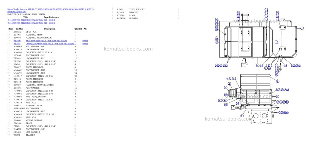 Komatsu afe48-cc 930e-2 s/n a30202-a30203,a30206,a30209-a30215 & a30219 barrick Parts catalog cover Page 7