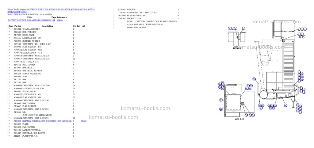 Komatsu afe48-cc 930e-2 s/n a30202-a30203,a30206,a30209-a30215 & a30219 barrick Parts catalog cover Page 8