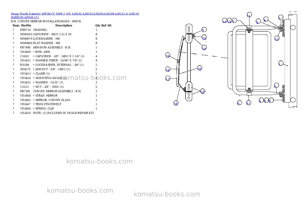 Komatsu afe48-cc 930e-2 s/n a30202-a30203,a30206,a30209-a30215 & a30219 barrick Parts catalog cover Page 9