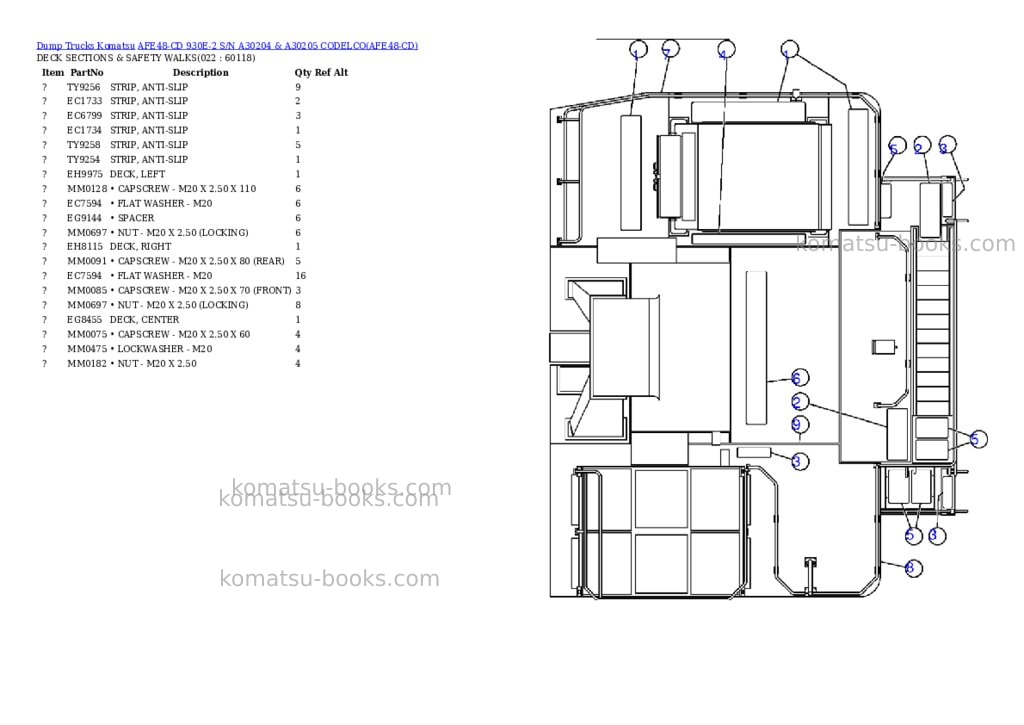 Komatsu afe48-cd 930e-2 s/n a30204 & a30205 codelco Parts catalog cover Page 10