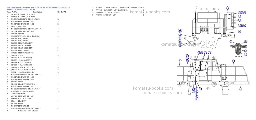 Komatsu afe48-cd 930e-2 s/n a30204 & a30205 codelco Parts catalog cover Page 6