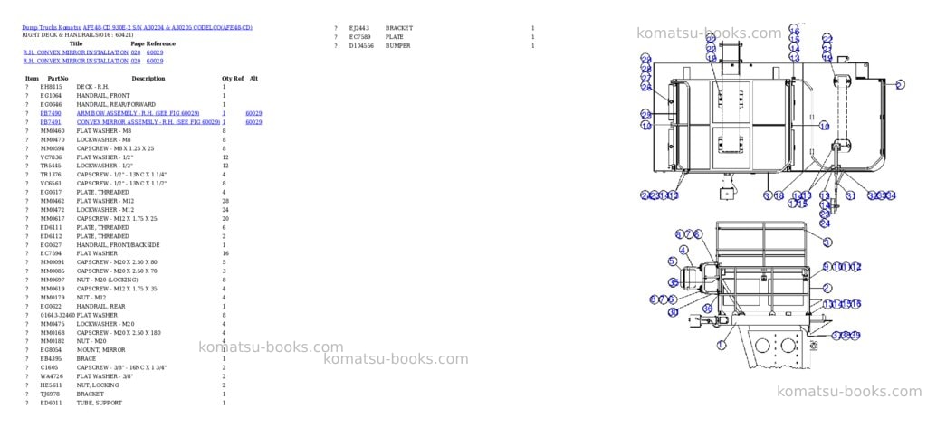 Komatsu afe48-cd 930e-2 s/n a30204 & a30205 codelco Parts catalog cover Page 7
