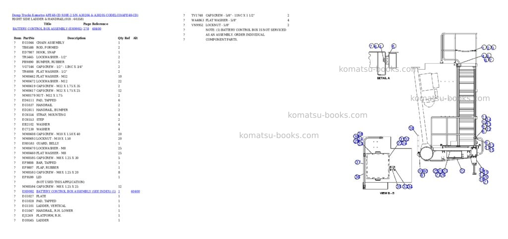 Komatsu afe48-cd 930e-2 s/n a30204 & a30205 codelco Parts catalog cover Page 8