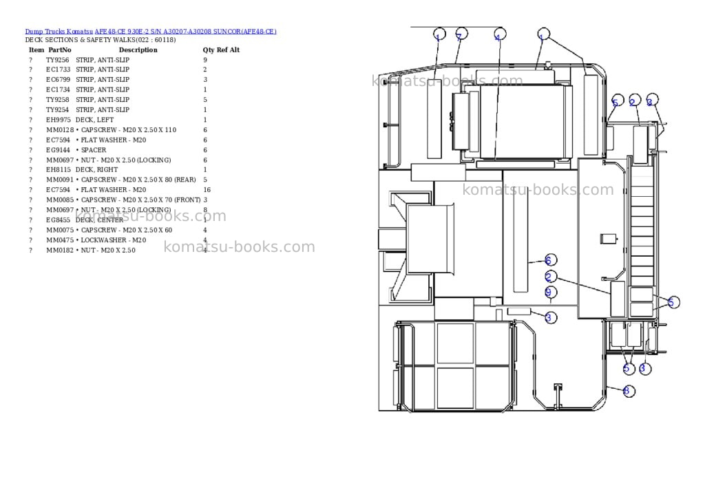 Komatsu afe48-ce 930e-2 s/n a30207-a30208 suncor Parts catalog cover Page 10 Komatsu afe48-ce 930e-2 s/n a30207-a30208 suncor Parts catalog cover Page 10