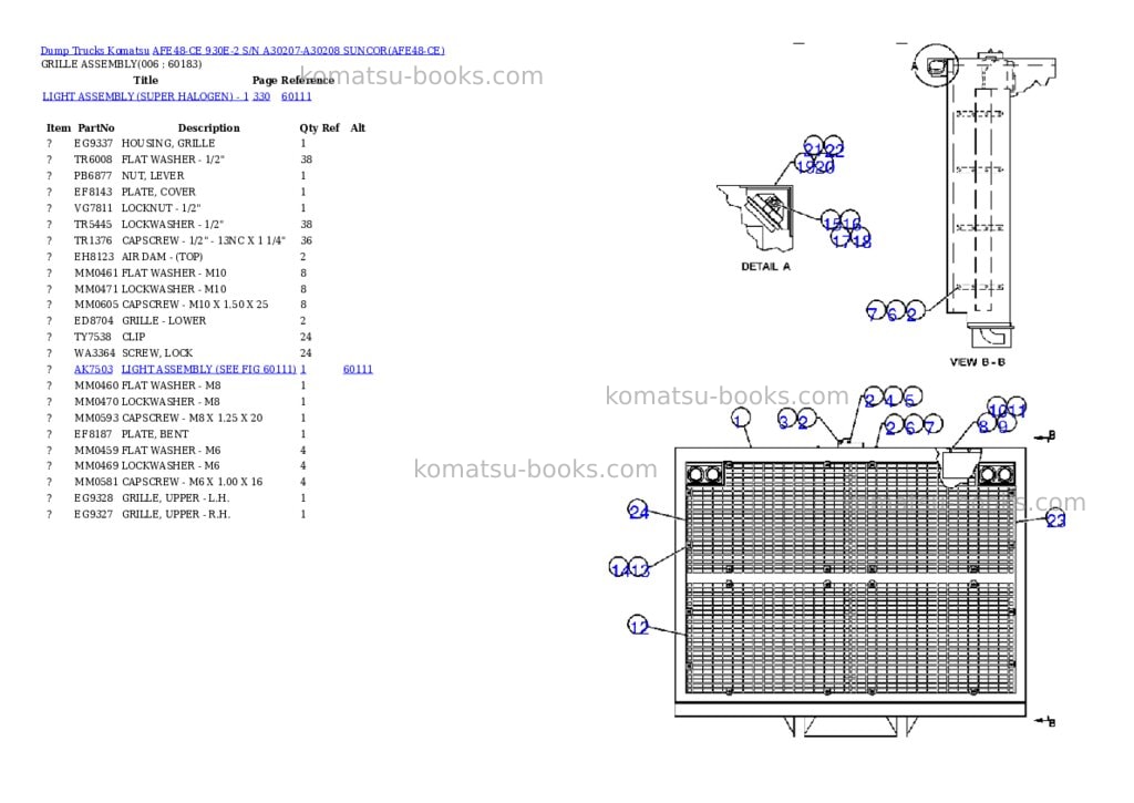 Komatsu afe48-ce 930e-2 s/n a30207-a30208 suncor Parts catalog cover Page 3 Komatsu afe48-ce 930e-2 s/n a30207-a30208 suncor Parts catalog cover Page 3