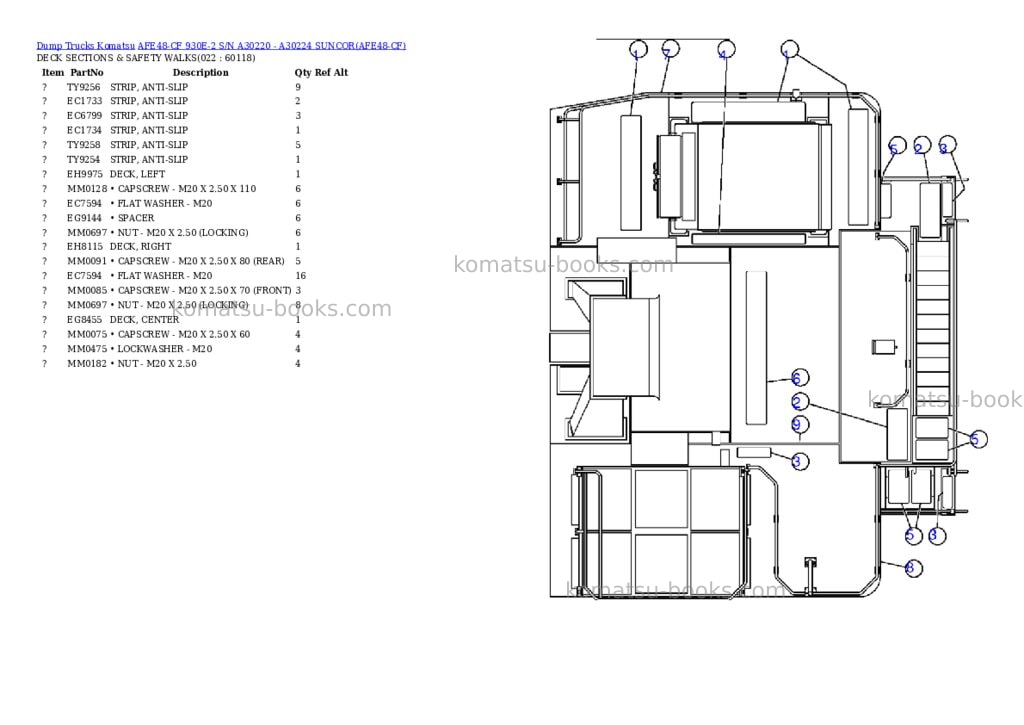 Komatsu afe48-cf 930e-2 s/n a30220 - a30224 suncor Parts catalog cover Page 10 Komatsu afe48-cf 930e-2 s/n a30220 - a30224 suncor Parts catalog cover Page 10
