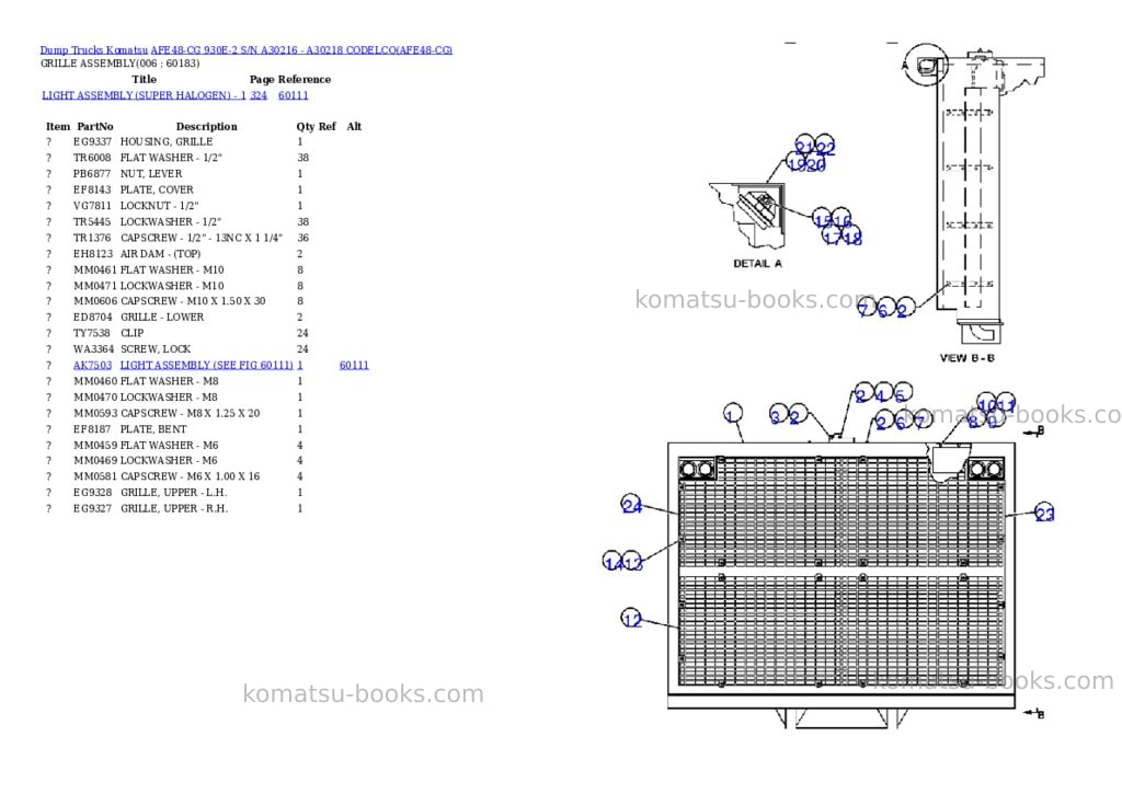 Komatsu afe48-cg 930e-2 s/n a30216 - a30218 codelco Parts catalog cover Page 3