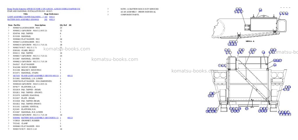 Komatsu afe48-cg 930e-2 s/n a30216 - a30218 codelco Parts catalog cover Page 5