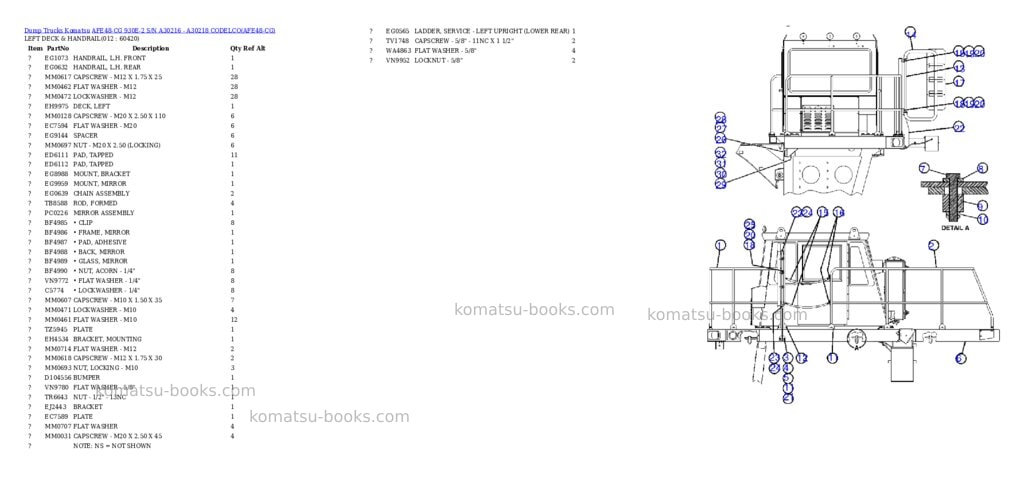 Komatsu afe48-cg 930e-2 s/n a30216 - a30218 codelco Parts catalog cover Page 6