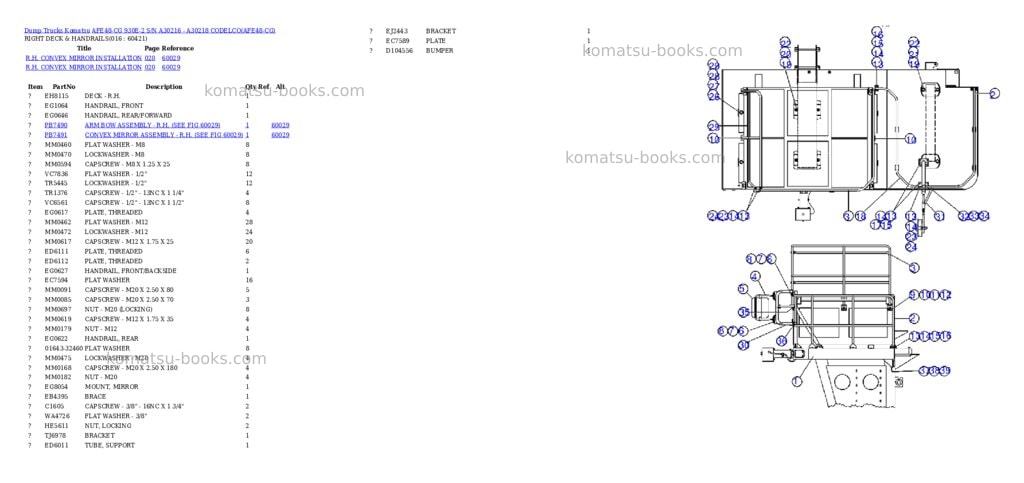 Komatsu afe48-cg 930e-2 s/n a30216 - a30218 codelco Parts catalog cover Page 7