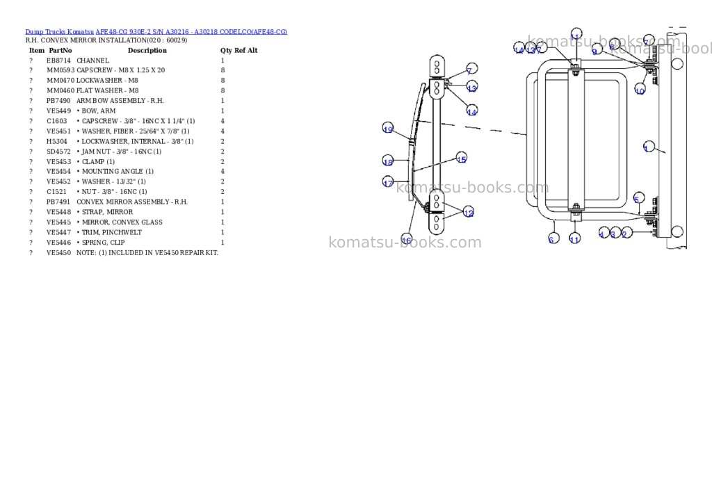 Komatsu afe48-cg 930e-2 s/n a30216 - a30218 codelco Parts catalog cover Page 9