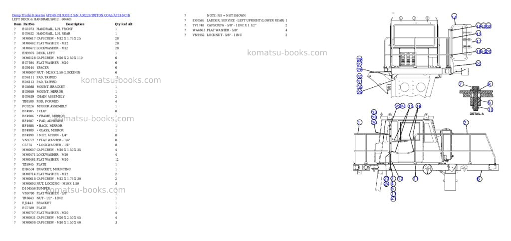 Komatsu afe48-ch 930e-2 s/n a30226 triton coal Parts catalog cover Page 6