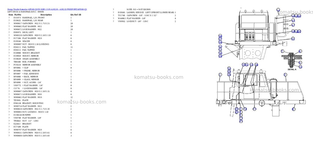 Komatsu afe48-cj/cr 930e-2 s/n a30230 - a30232 freeport Parts catalog cover Page 6