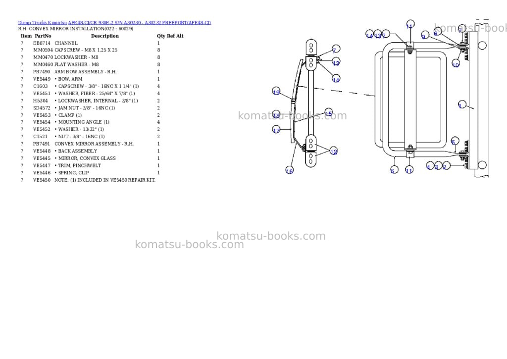 Komatsu afe48-cj/cr 930e-2 s/n a30230 - a30232 freeport Parts catalog cover Page 9