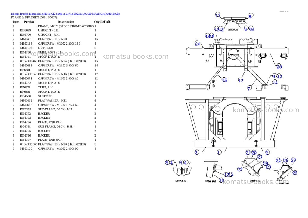 Komatsu AFE48-CK 930E-2 S/N A30225 JACOB'S RANCH Parts catalog cover Page 5 Komatsu AFE48-CK 930E-2 S/N A30225 JACOB'S RANCH Parts catalog cover Page 5