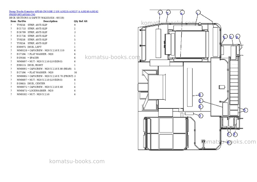 Komatsu afe48-cm 930e-2 s/n a30235-a30237 & a30240-a30242 freeport Parts catalog cover Page 10