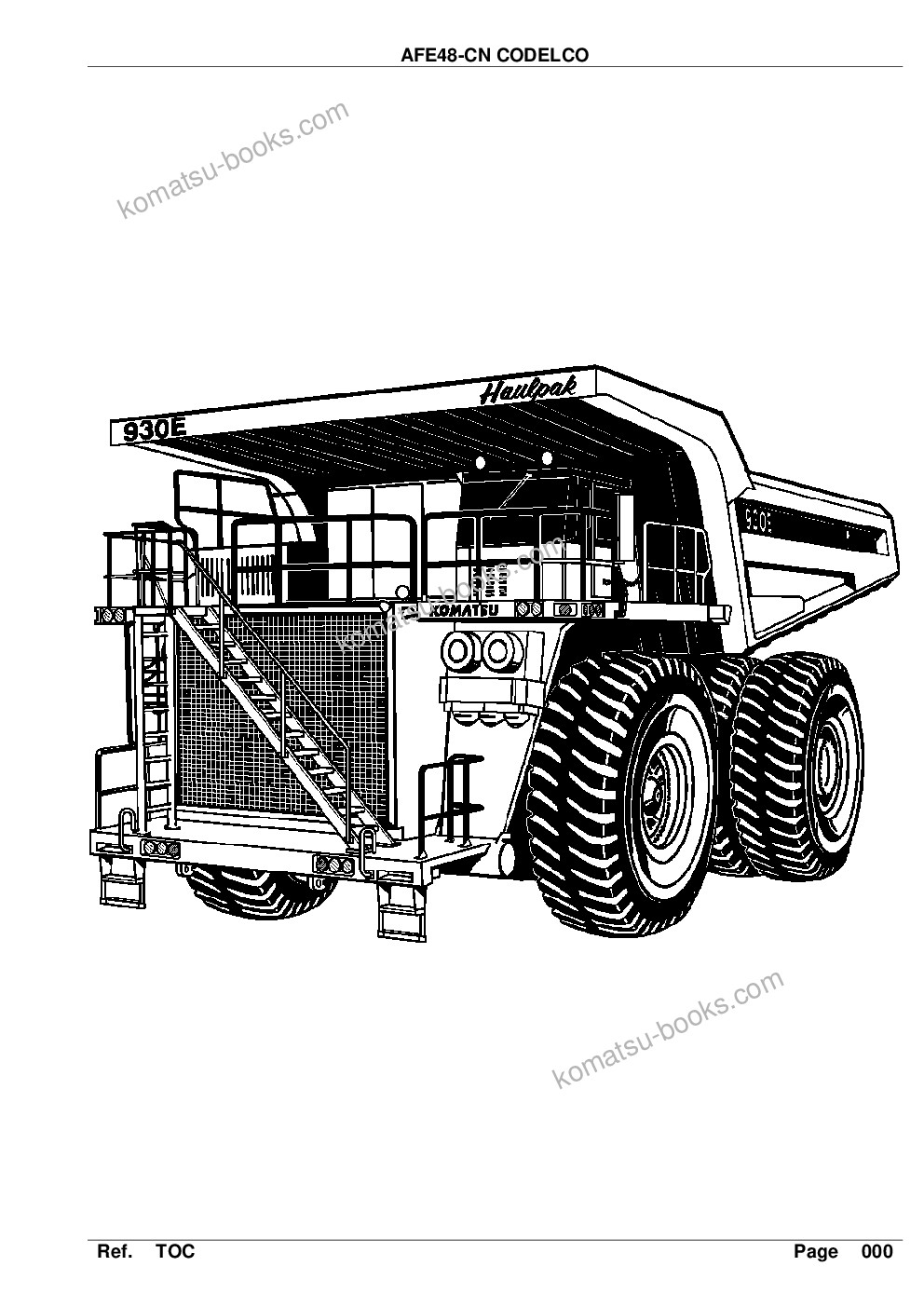 Komatsu afe48-cn/cp 930e-2 s/n a30233, a30238-239, a30243-245 codelco chuquicamata Parts catalog cover