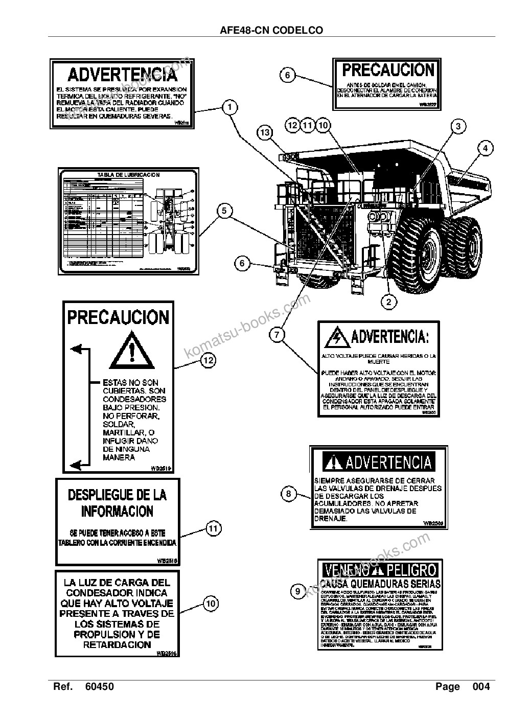 Komatsu afe48-cn/cp 930e-2 s/n a30233, a30238-239, a30243-245 codelco chuquicamata Parts catalog cover Page 6