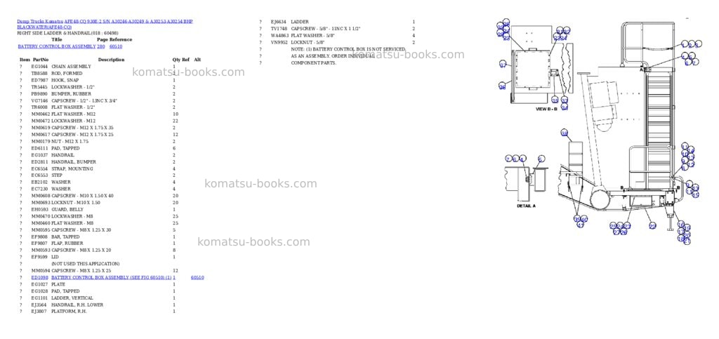 Komatsu afe48-cq 930e-2 s/n a30246-a30249 & a30253-a30254 bhp blackwater Parts catalog cover Page 8