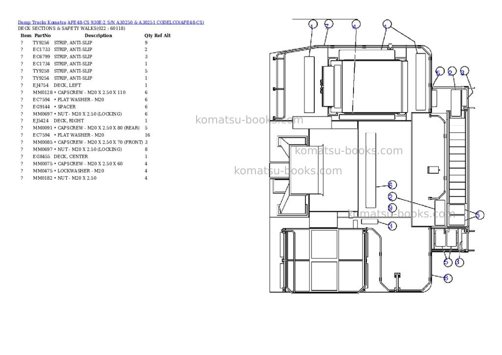 Komatsu afe48-cs 930e-2 s/n a30250 & a30251 codelco Parts catalog cover Page 10 Komatsu afe48-cs 930e-2 s/n a30250 & a30251 codelco Parts catalog cover Page 10