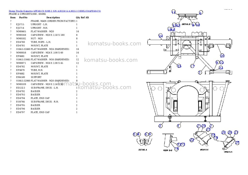 Komatsu afe48-cs 930e-2 s/n a30250 & a30251 codelco Parts catalog cover Page 4 Komatsu afe48-cs 930e-2 s/n a30250 & a30251 codelco Parts catalog cover Page 4